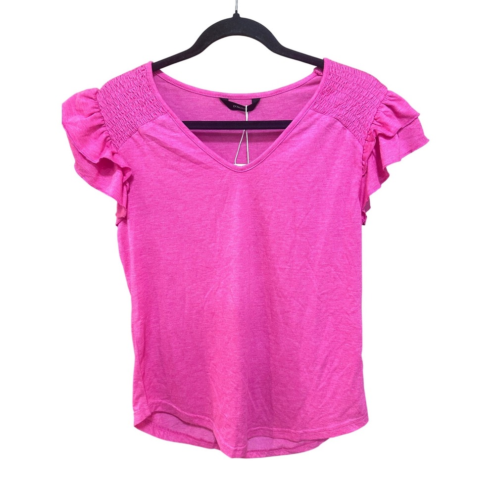 Dokotoo‎ Womens Pink Flutter Sleeve Smocked V-Neck Top Small NEW